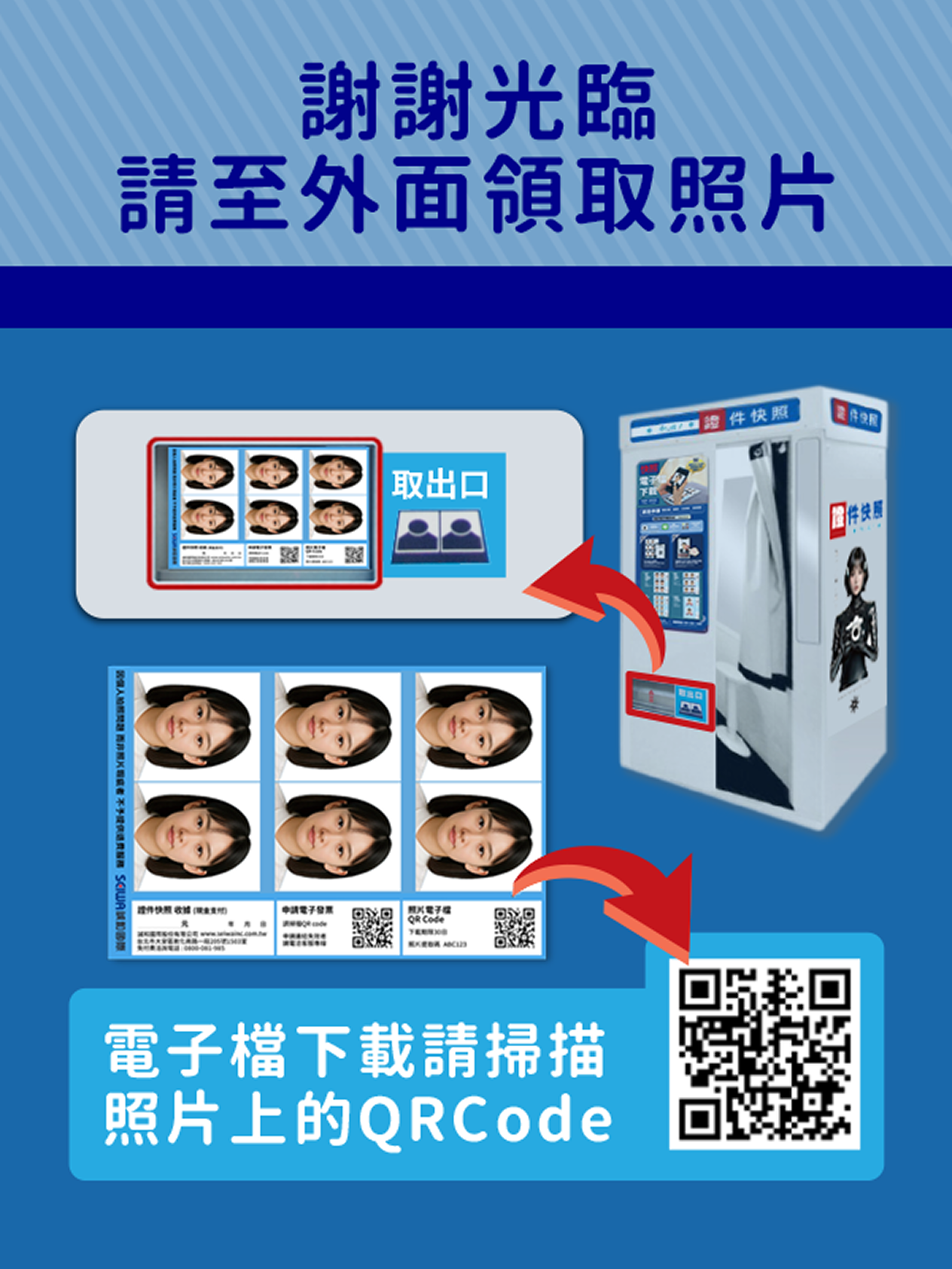 十一、請至取出口領取照片